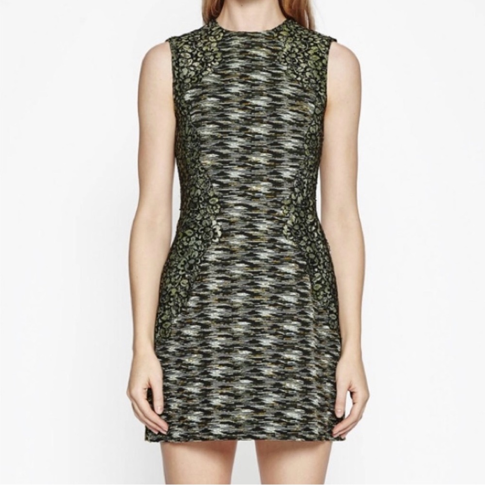 Women’s size 8 French Connection Mixed Print Lace Jacquard sleeveless mini dress